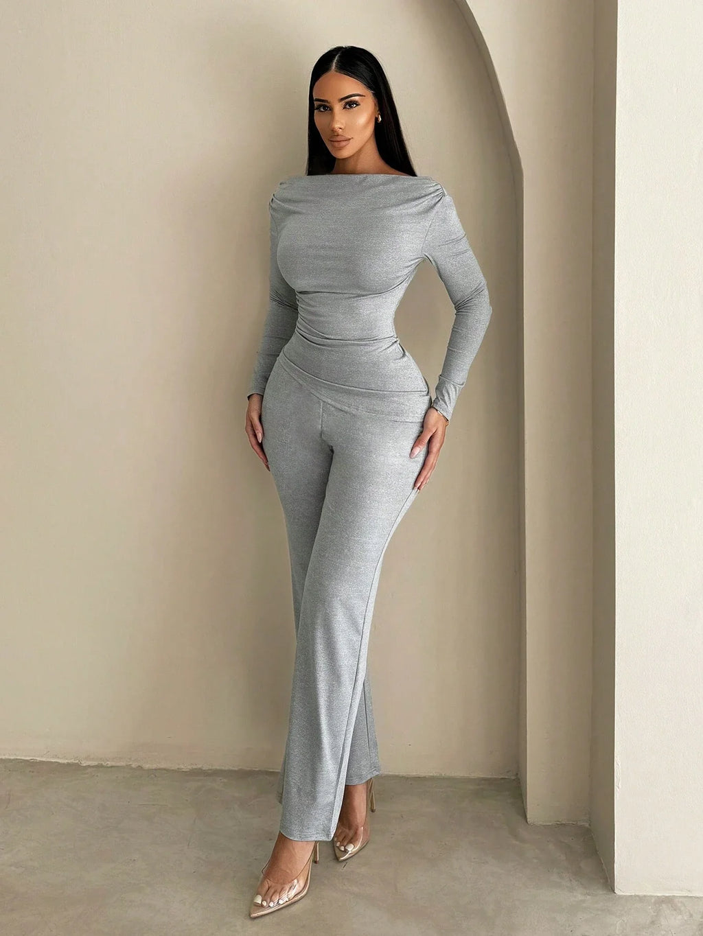 Women's summer clothing, casual and fitted, with asymmetrical hem and wide pants