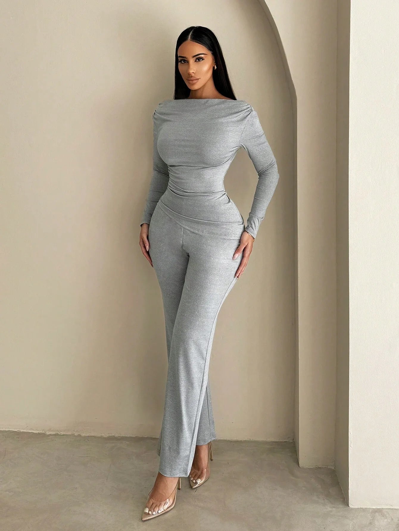 Women's summer clothing, casual and fitted, with asymmetrical hem and wide pants