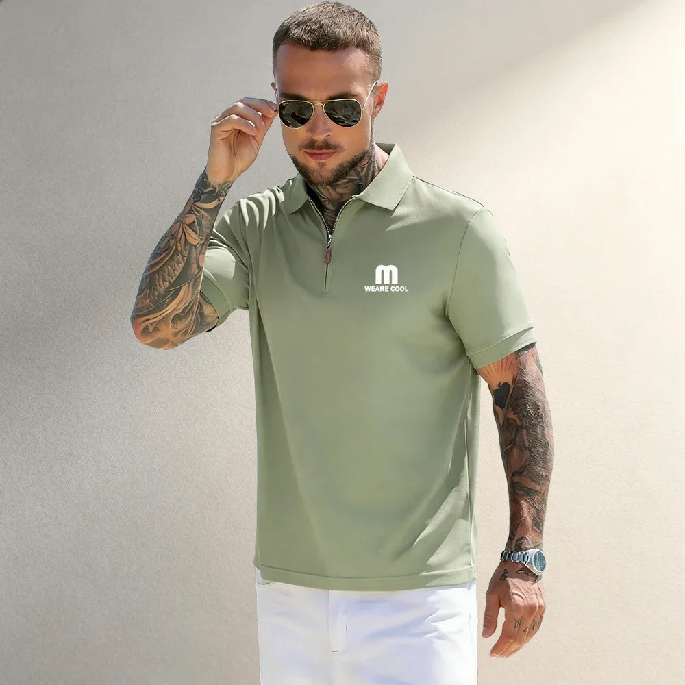 Men's Clothing Tops & Tees Polo Shirts Fashion Leisure Males Polo Shirts Lapel Short Sleeve Loose Office Walking Daily Wear Tops