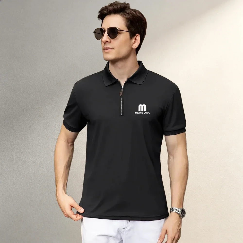 Men's Clothing Tops & Tees Polo Shirts Fashion Leisure Males Polo Shirts Lapel Short Sleeve Loose Office Walking Daily Wear Tops
