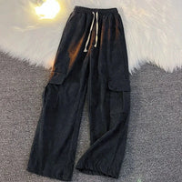 Men's Clothing Japanese Retro Overalls for Men Straight-leg Casual Trousers Loose Corduroy Wide-leg Pants Versatile