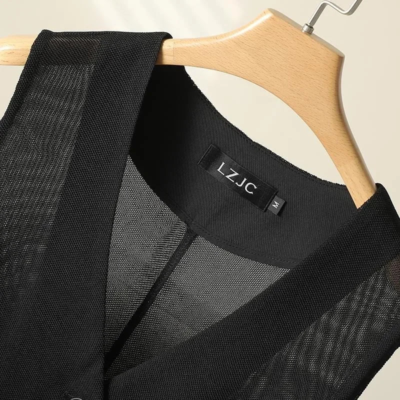 2026 Women Clothing Summer Thin Vest V-neck Sleeveless Gauze Tanks Crop Tops See Through Fashion Waistcoat Chalecos Para Mujer