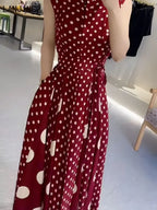 Women's clothing 2025 summer high-end  coffee break French formal settings red polka dot dress women