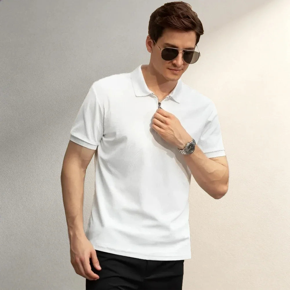 Men's Clothing Tops & Tees Polo Shirts Fashion Leisure Males Polo Shirts Lapel Short Sleeve Loose Office Walking Daily Wear Tops