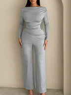 Women's summer clothing, casual and fitted, with asymmetrical hem and wide pants