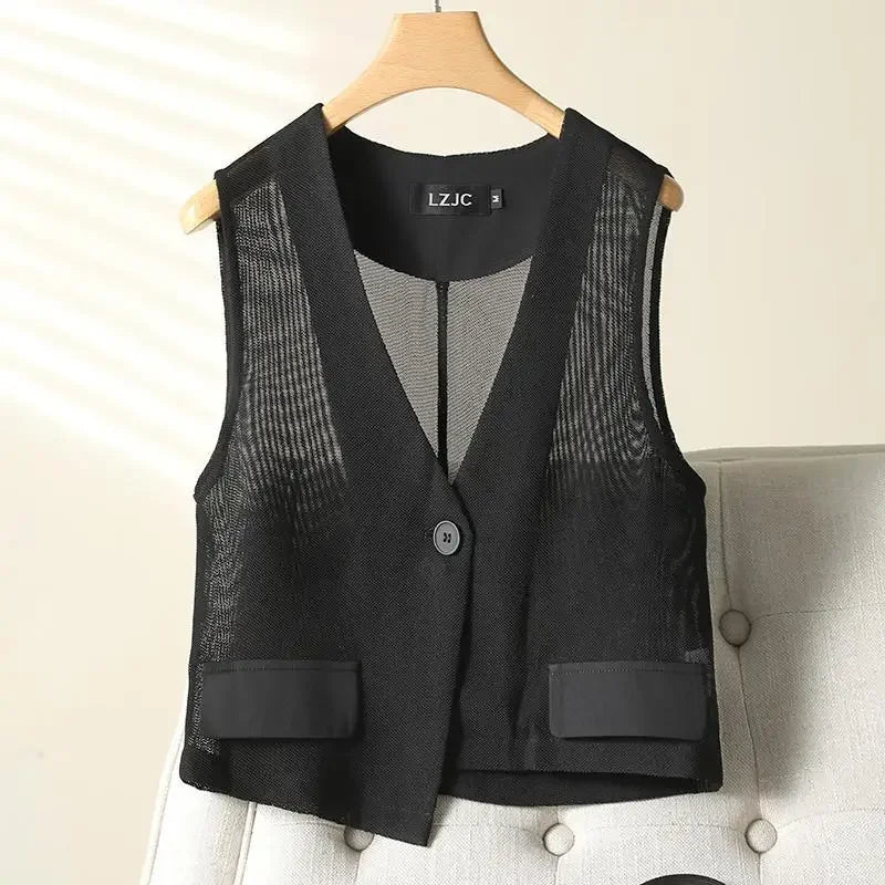 Women's Sheer V-Neck Crop Tank