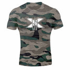 Men's Gym Fitness Clothing Man Cotton Sports Short Sleeve T-shirt Running Training Slim Printed Shirt Sweatshirt Casual Tops