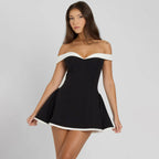 Women's Clothing 2025 Autumn New Arrival Contrast Color Design Sexy Tube Top Slim Fit Ruffle Dress Vestidos De Mujer