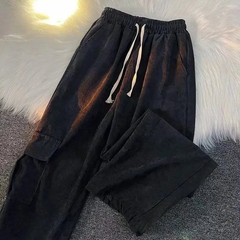 Men's Clothing Japanese Retro Overalls for Men Straight-leg Casual Trousers Loose Corduroy Wide-leg Pants Versatile