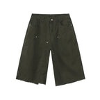 Men's Clothing | Tooling Logging Rough Edge Pure Cotton Loose and Simple Seven-point Denim Casual Pants