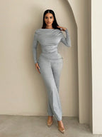 Women's summer clothing, casual and fitted, with asymmetrical hem and wide pants