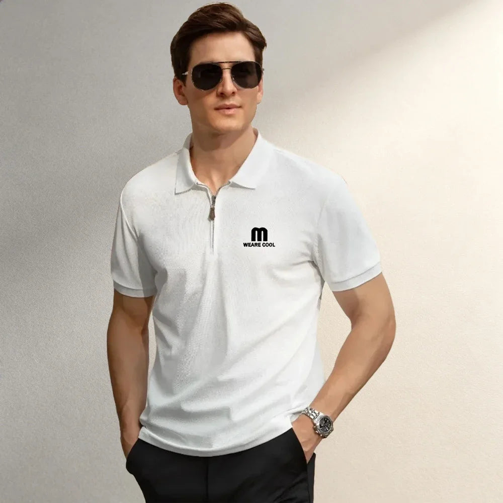 Men's Clothing Tops & Tees Polo Shirts Fashion Leisure Males Polo Shirts Lapel Short Sleeve Loose Office Walking Daily Wear Tops