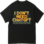 Pregnant Woman Clothing, Summer Retro T-shirt. I Don't Need Chatgpt. My Wife Knows Everything. Men's and Women's T-shirts.