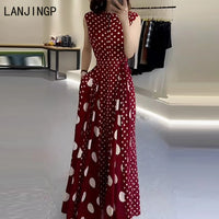 Women's clothing 2025 summer high-end  coffee break French formal settings red polka dot dress women