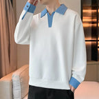 Men's Clothing Sweatshirts for Spring Autumn Two Pieces of Trendy Loose New Style Lapels Handsome Casual Long-sleeved Tops